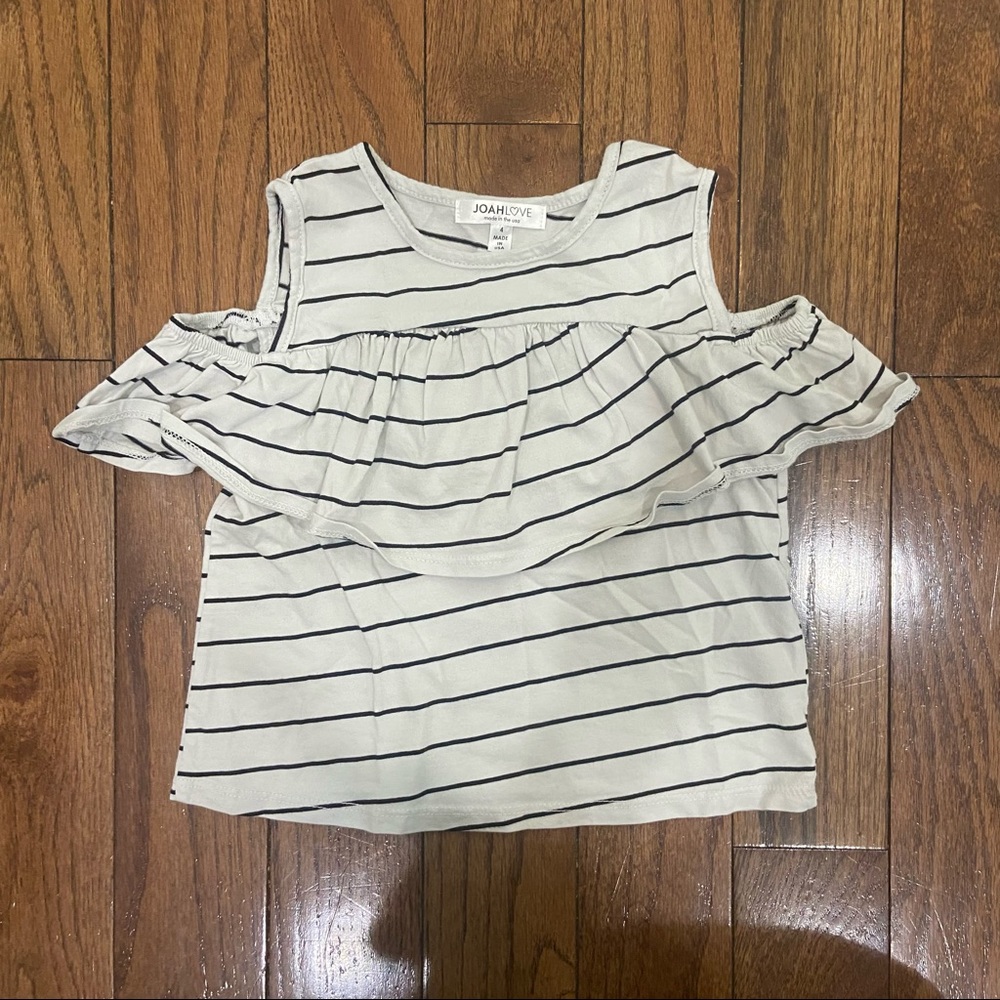 Joah love open shoulder girls t shirt stripes